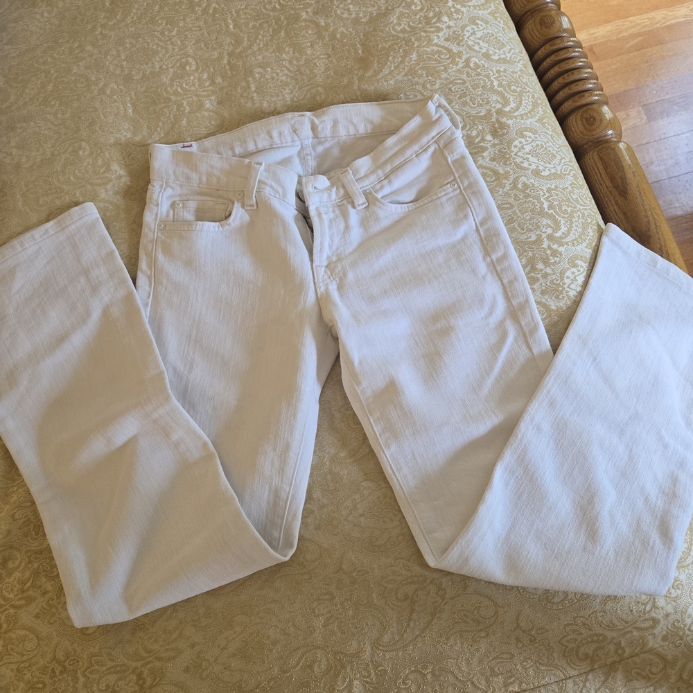 7 For All Mankind Women's Cream Boot Cut Jeans